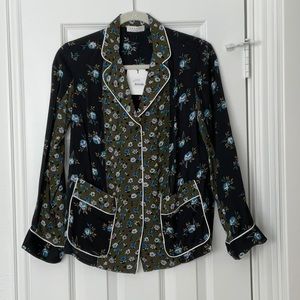 Sandro Noisette Color-Blocked Floral-Print Top, Size 0